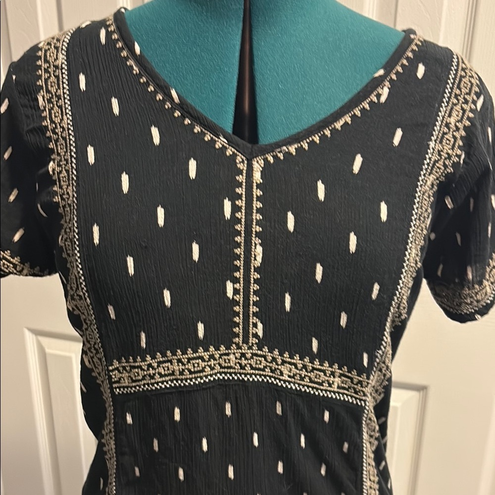 Garnet Hill Black and Cream Dress 6 Small